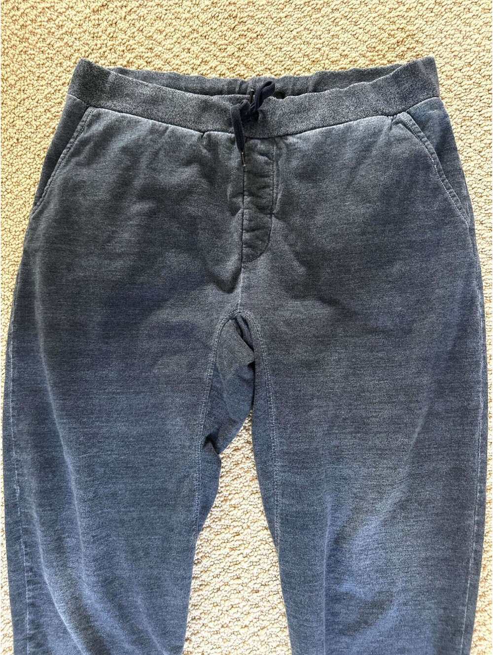 JOHN VARVATOS Pants Mens L French Terry Jogger Sweatpants Drawstring Washed Blue - Picture 3 of 9
